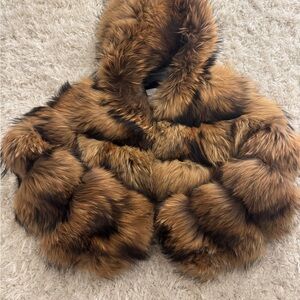 Women's Luxurious Tanuki Fur Coat - Brown and Black